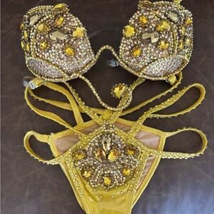Gold Embellished FMG/WBFF Bespoke Bikini by Renata never worn